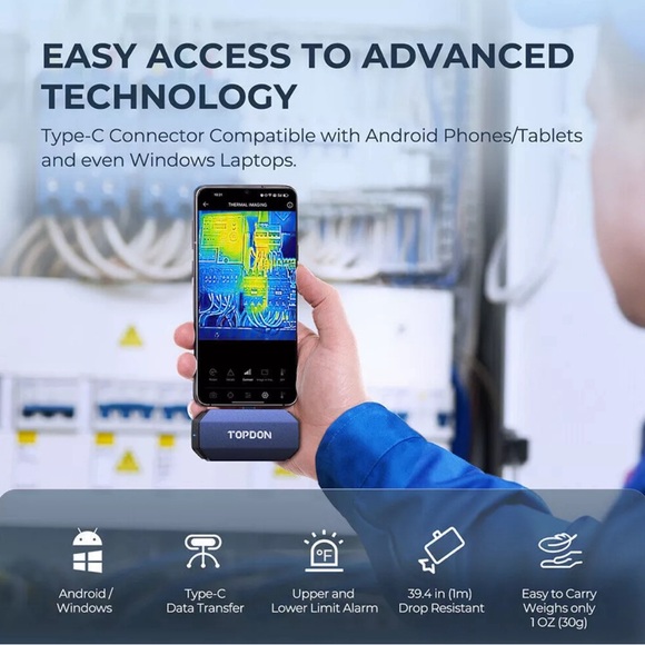 TOPDON TC001 Compact Thermal Imaging Camera for USB-C Android Devices 256X192 PX - Picture 5 of 10
